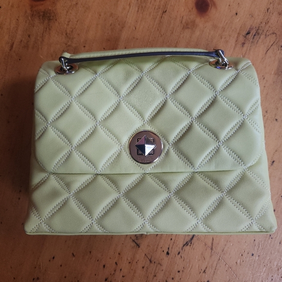 Kate Spade Natalia Quilted Chain Medium Shoulder Bag Crossbody Frosty Lime - Picture 10 of 15